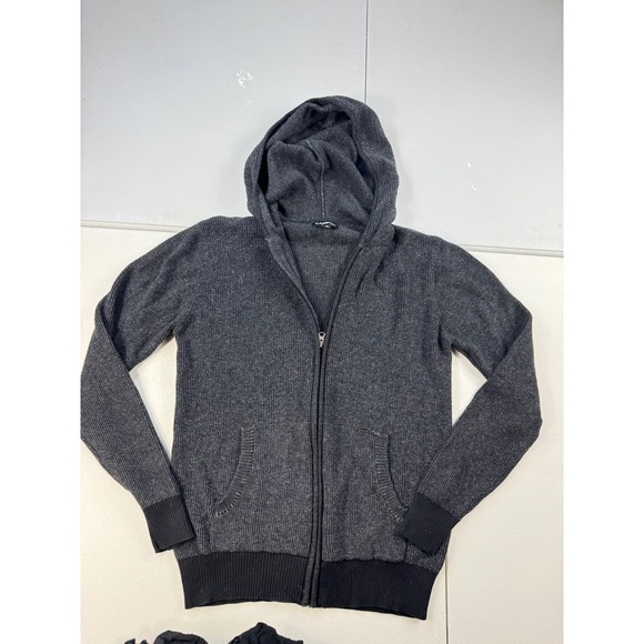 Carbon Women's Gray 100% Cotton Knit Full Zip Hooded Sweater Small - Picture 2 of 8